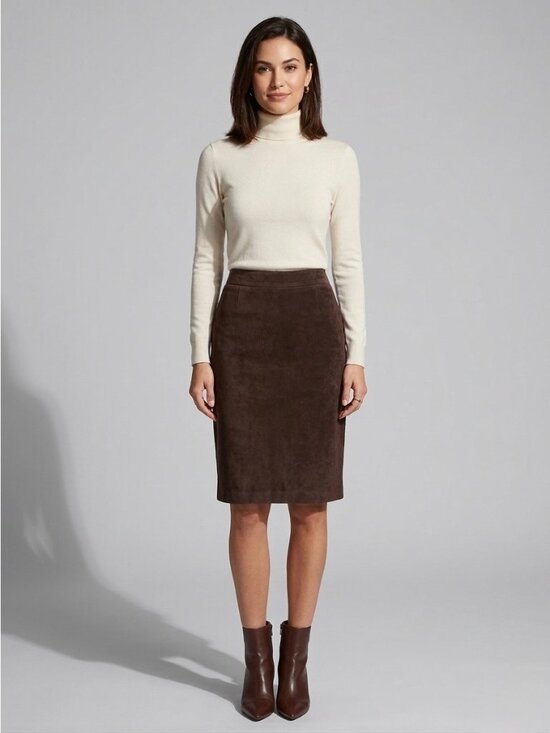 GAP Dresses & Skirts - VTG 2003 GAP Blue Label Brown Suede Column Skirt 2| Dark Academia Boho 70s Retro